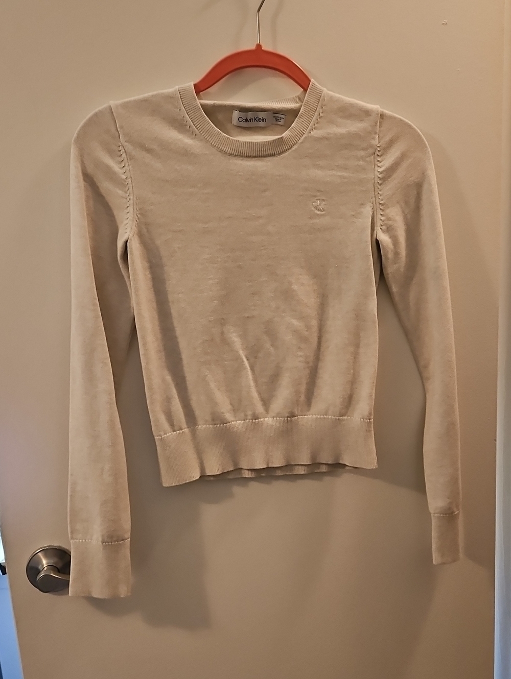 Calvin Klein Light Cream Knit Crewneck Sweater